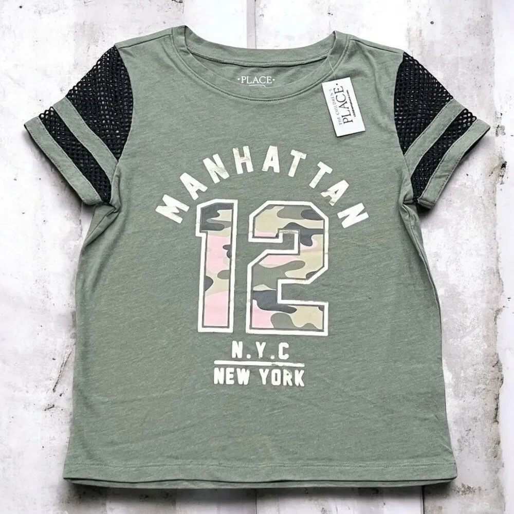 Childrens Place Girls Medium 7-8 Top Green Camo Shirt Manhattan New York NYC #12